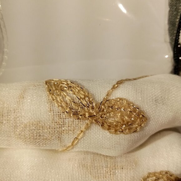 Caspia 50"W x 84"L Rod Pocket Sheer Window Panel Gold Embroidered Vine NEW - Picture 9 of 9